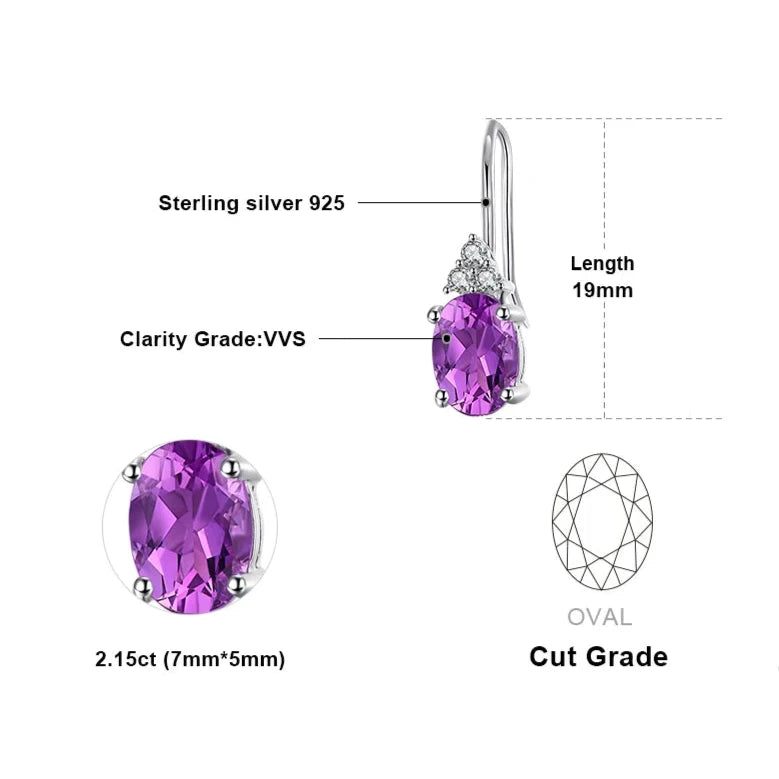 Oval Purple Sapphire Earrings