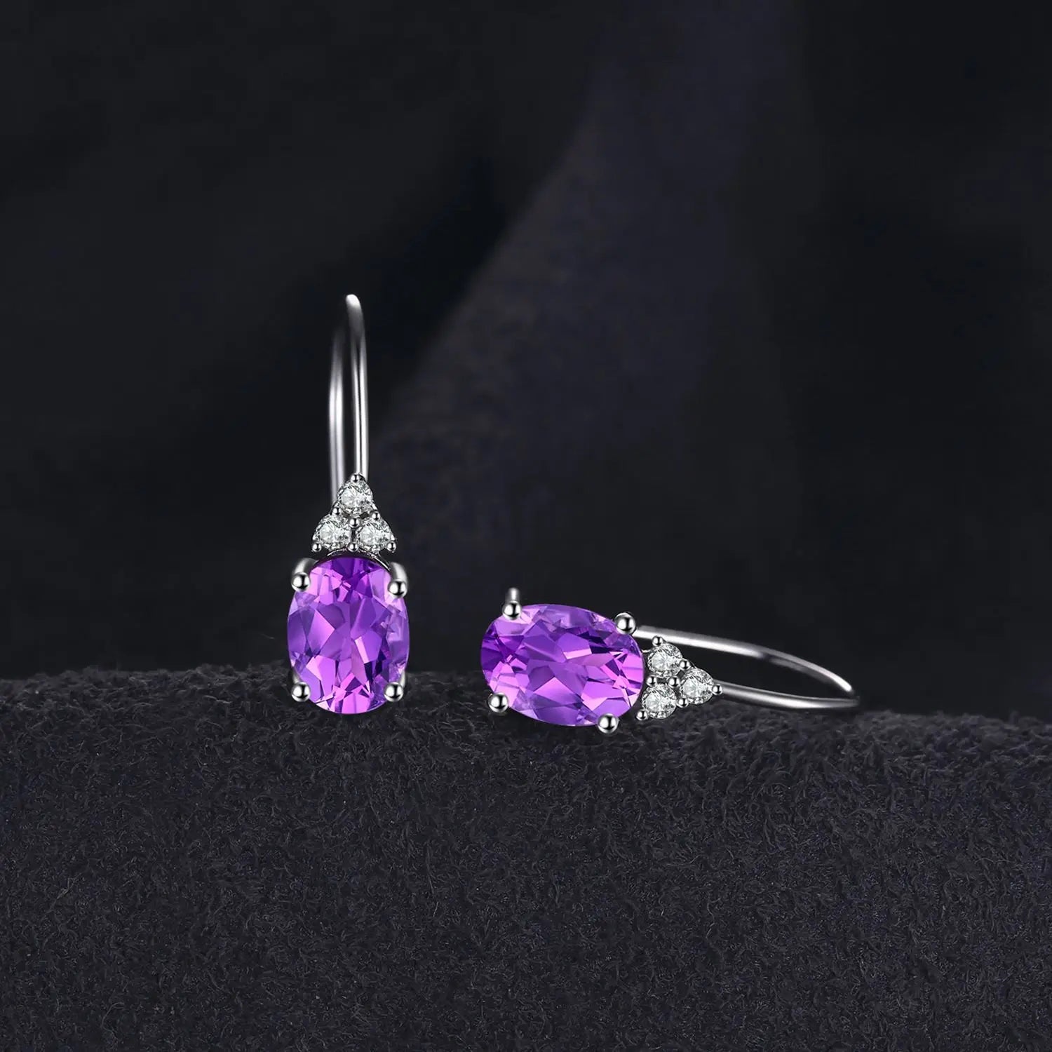 Oval Purple Sapphire Earrings