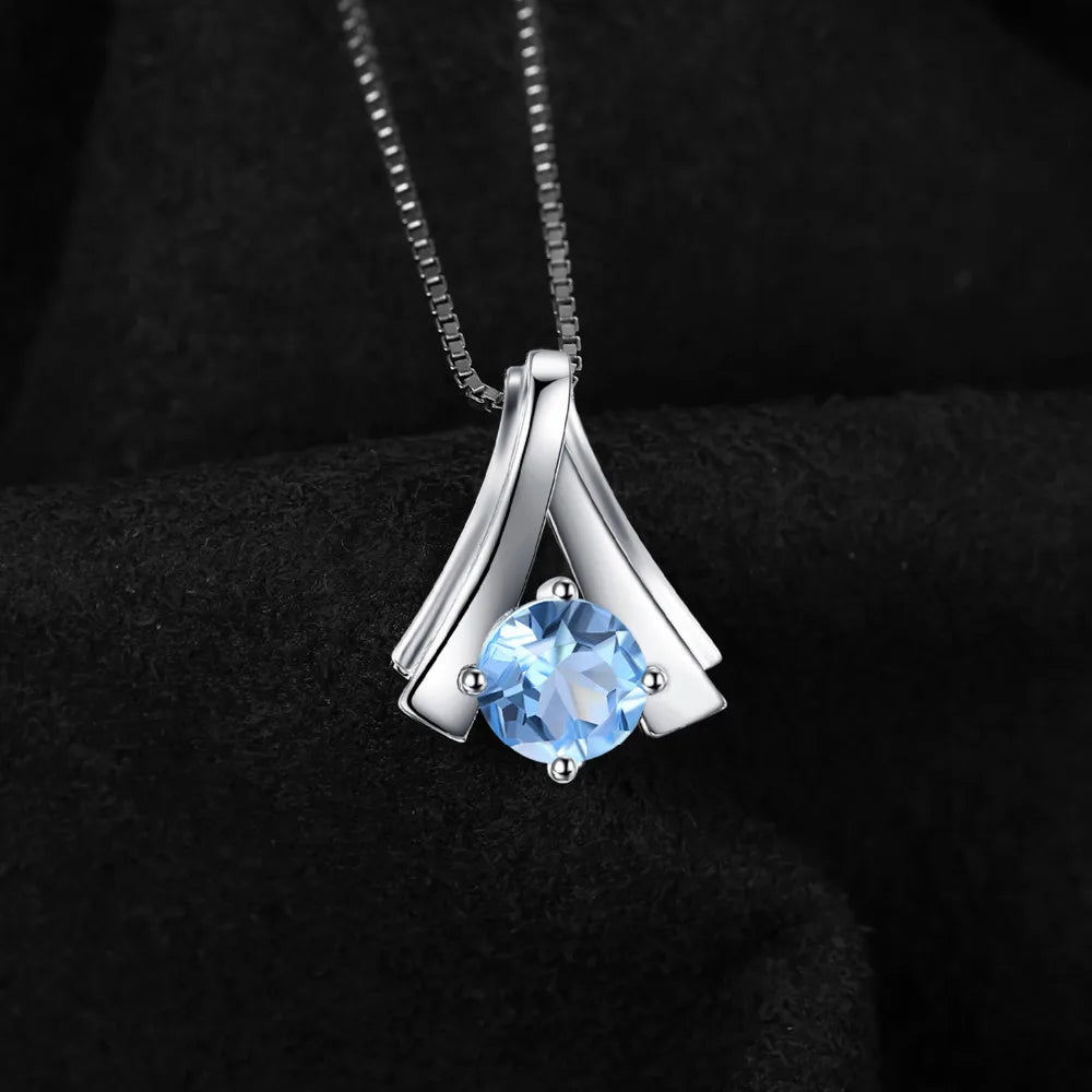 Natural Blue Topaz Pendant