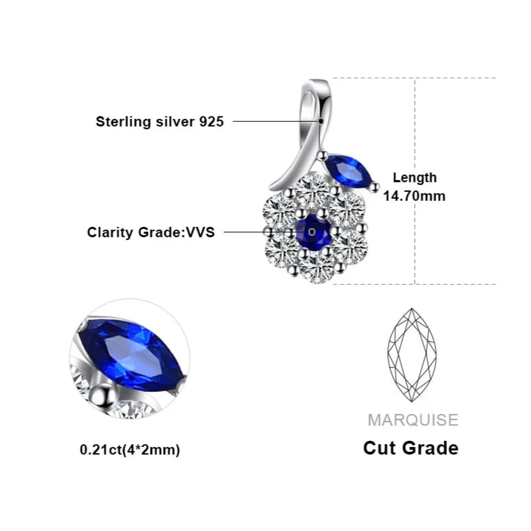 Flower Blue Spinel Pendant