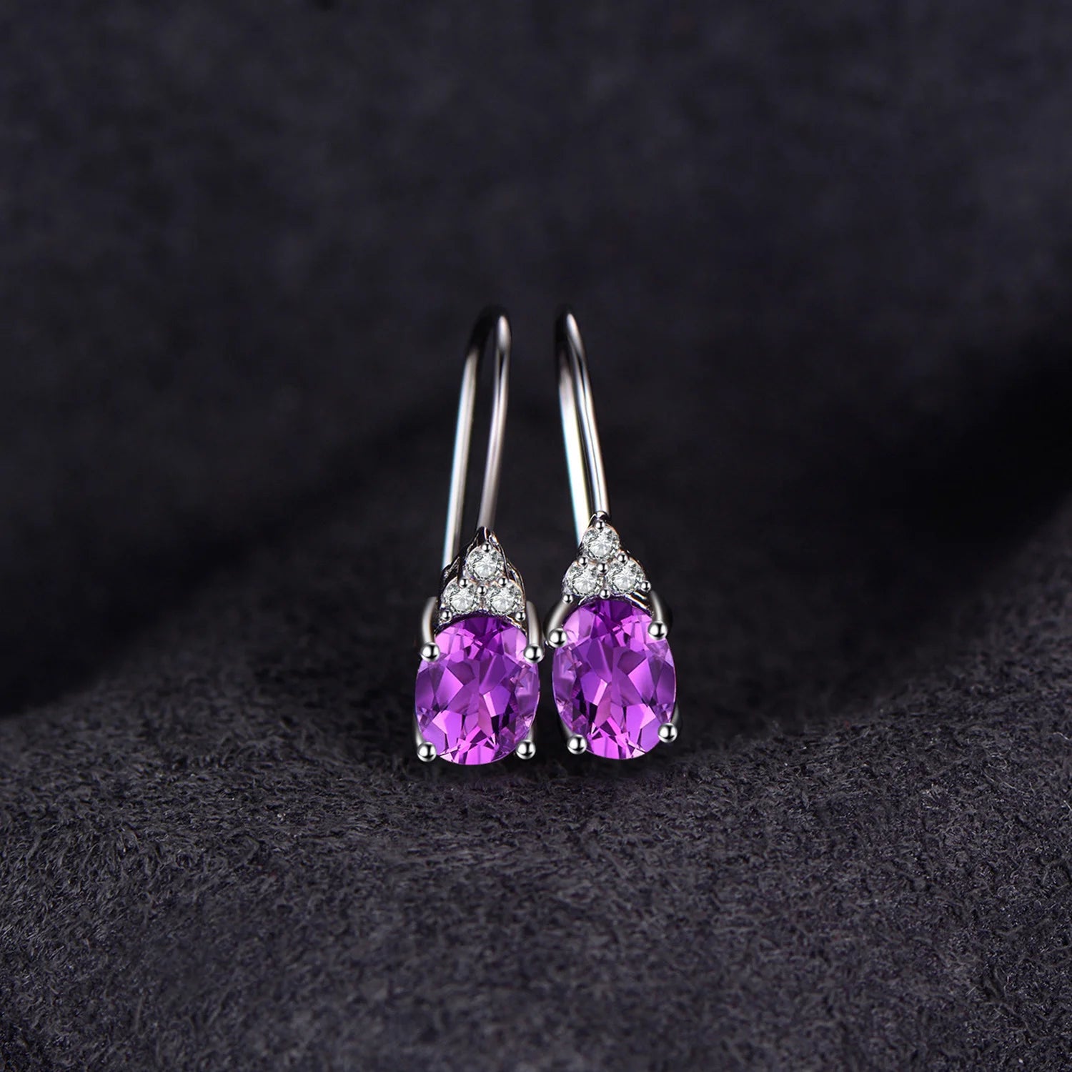 Oval Purple Sapphire Earrings