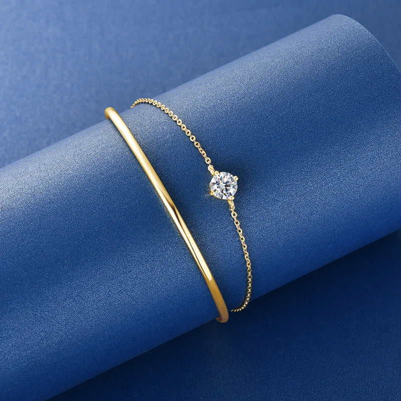 Moissanite Double Chain Bracelet