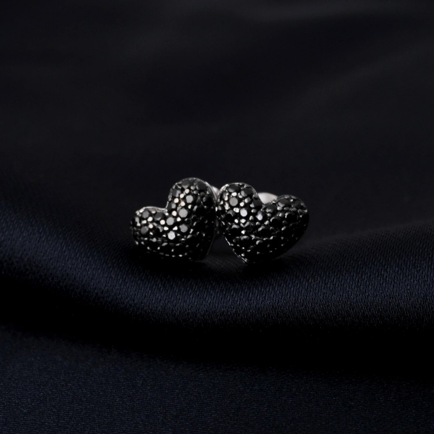 Black Spinel Heart Earring