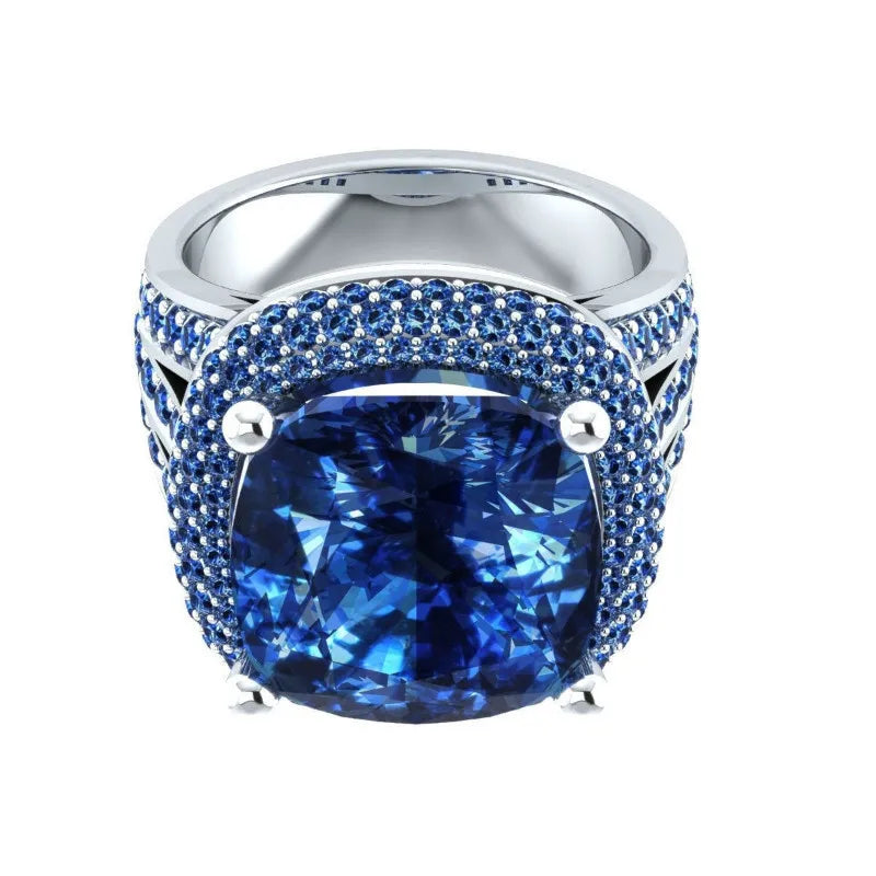 Stylish Silver Blue Ring