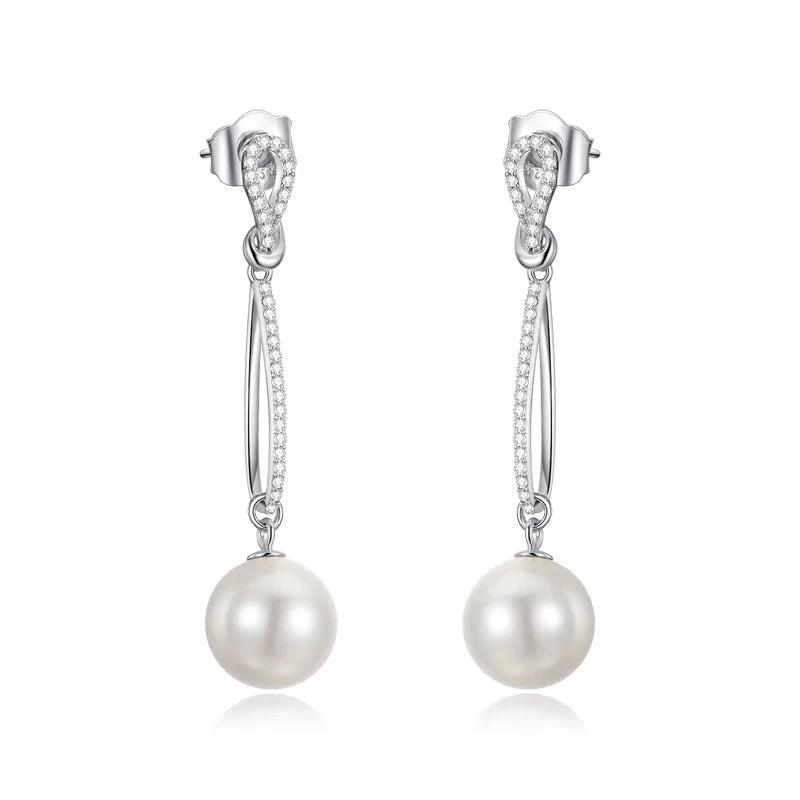 Sparkling Pearl Drop Earrings