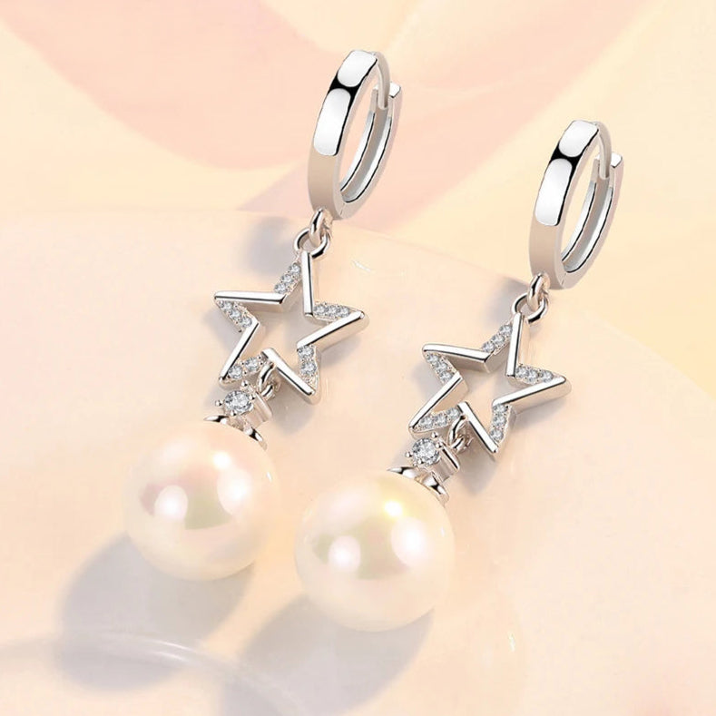 Charming Silver Pearl Earrings