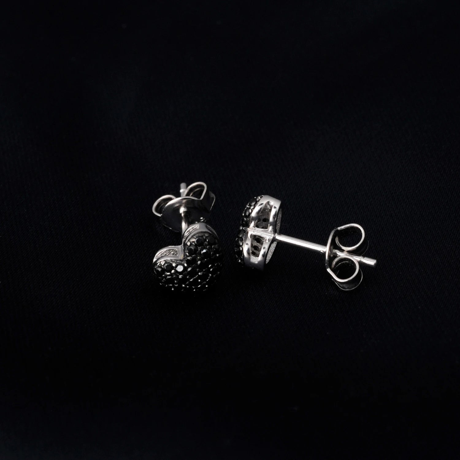 Black Spinel Heart Earring