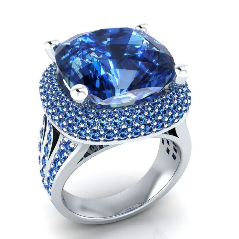 Stylish Silver Blue Ring