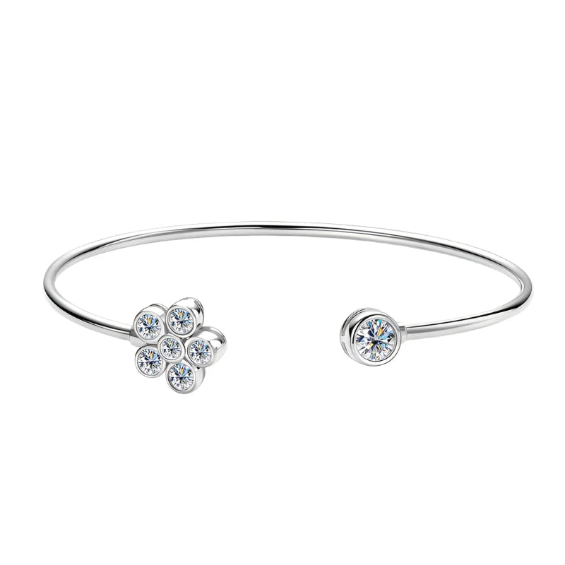 Moissanite Flower Bangle