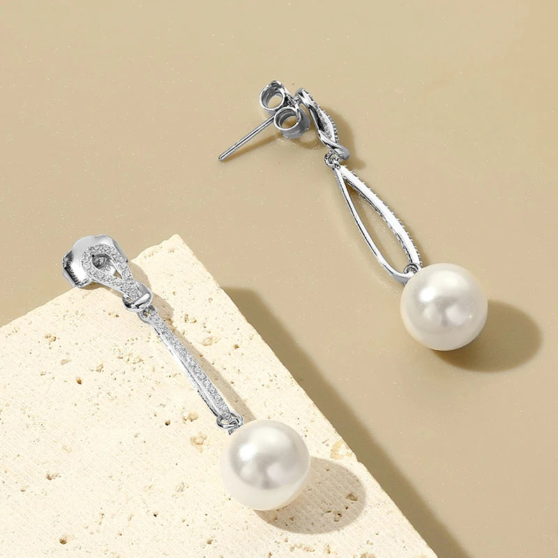 Sparkling Pearl Drop Earrings