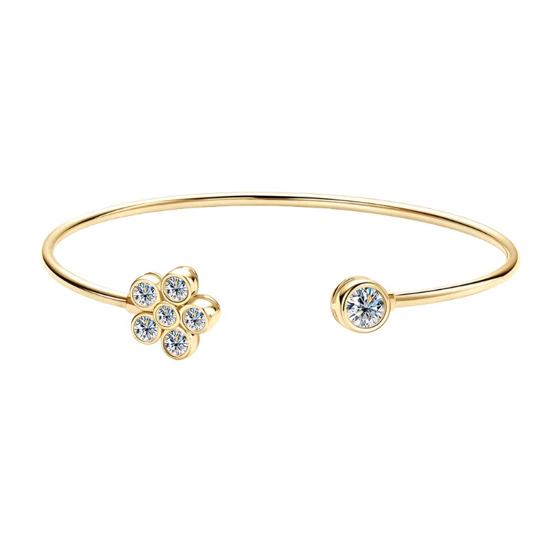 Moissanite Flower Bangle