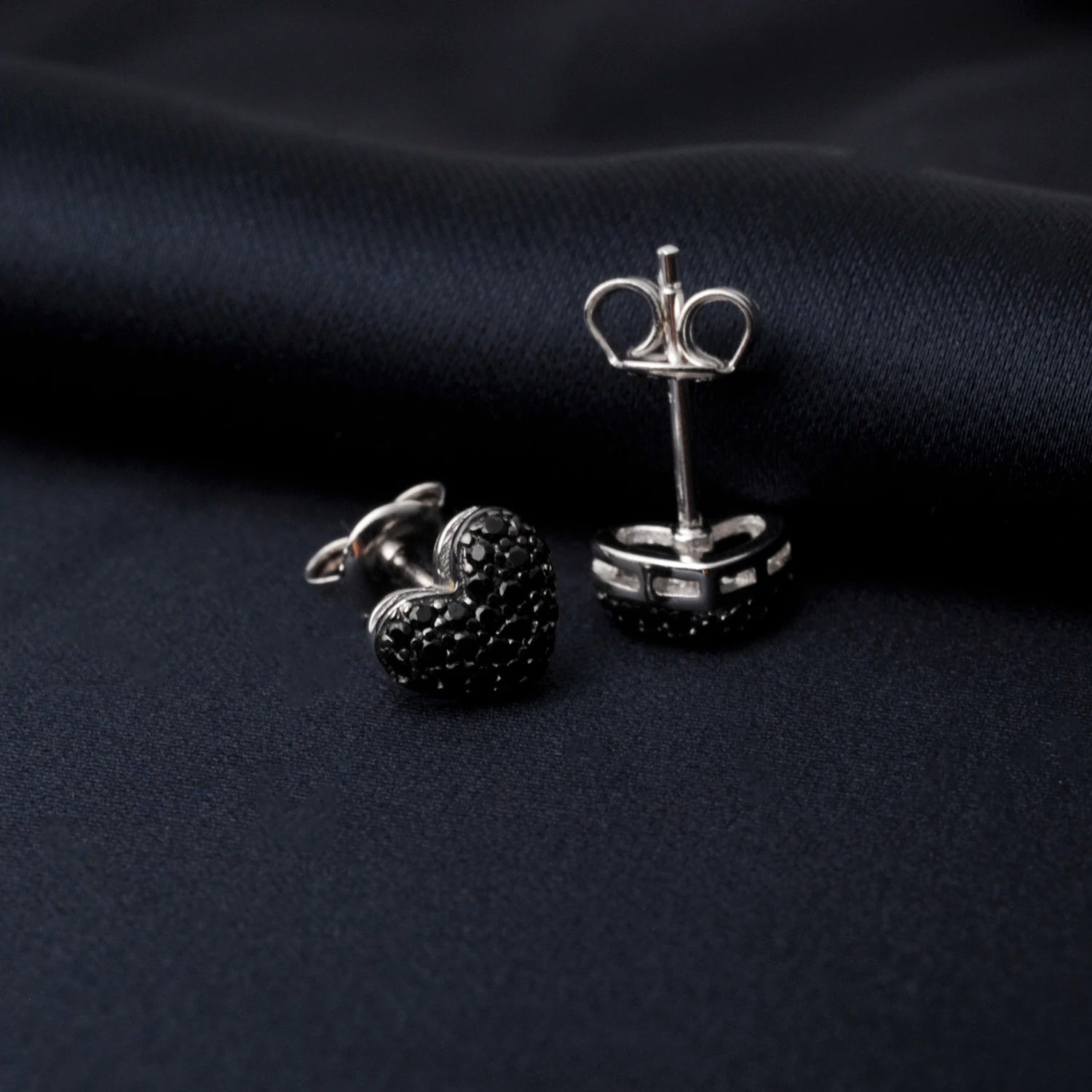 Black Spinel Heart Earring