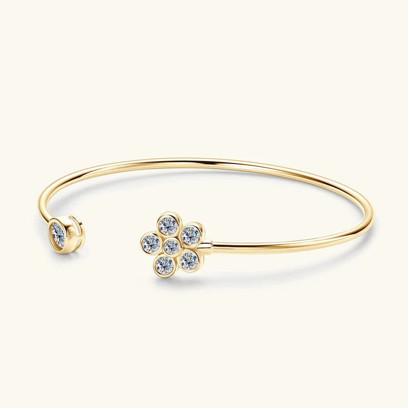 Moissanite Flower Bangle