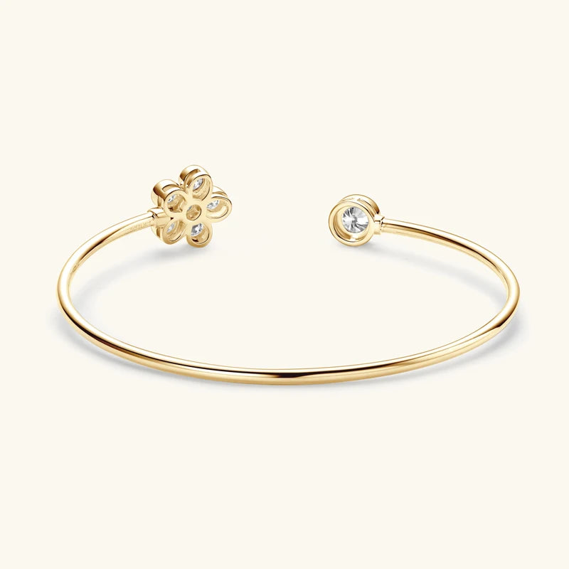 Moissanite Flower Bangle