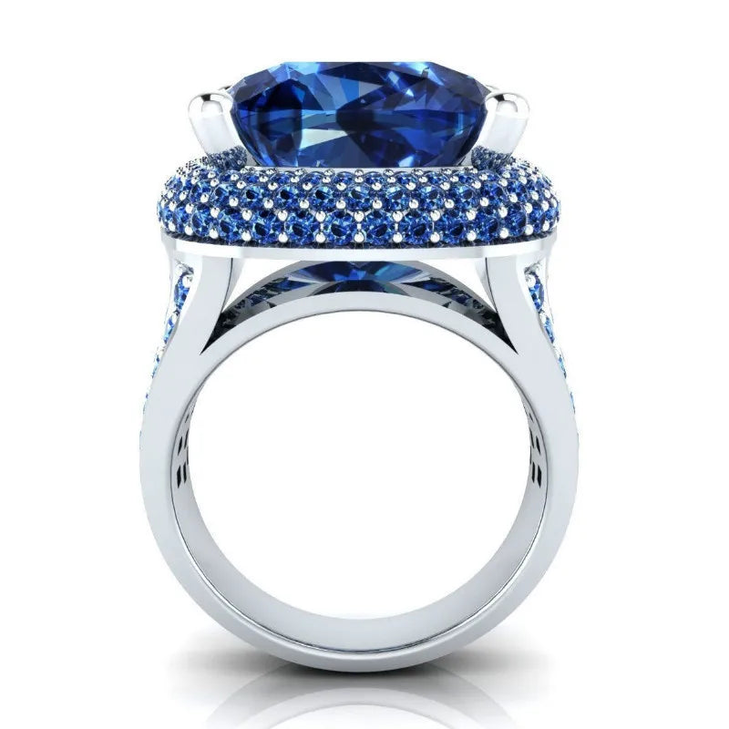 Stylish Silver Blue Ring