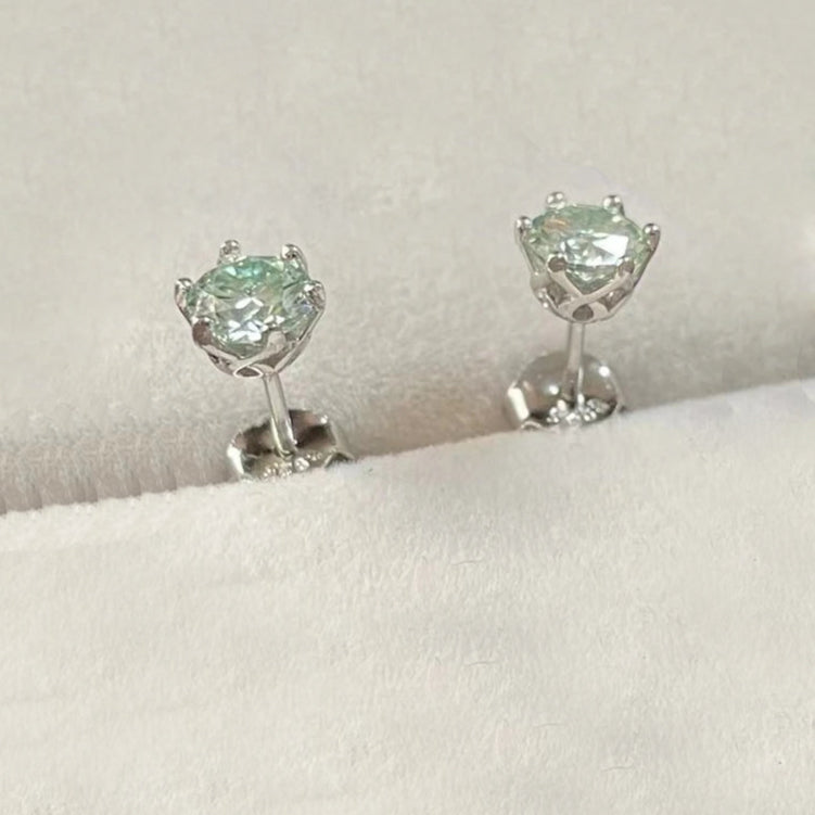 Silver Green Moissanite Earrings