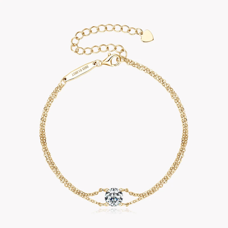 Moissanite Double Chain Bracelet