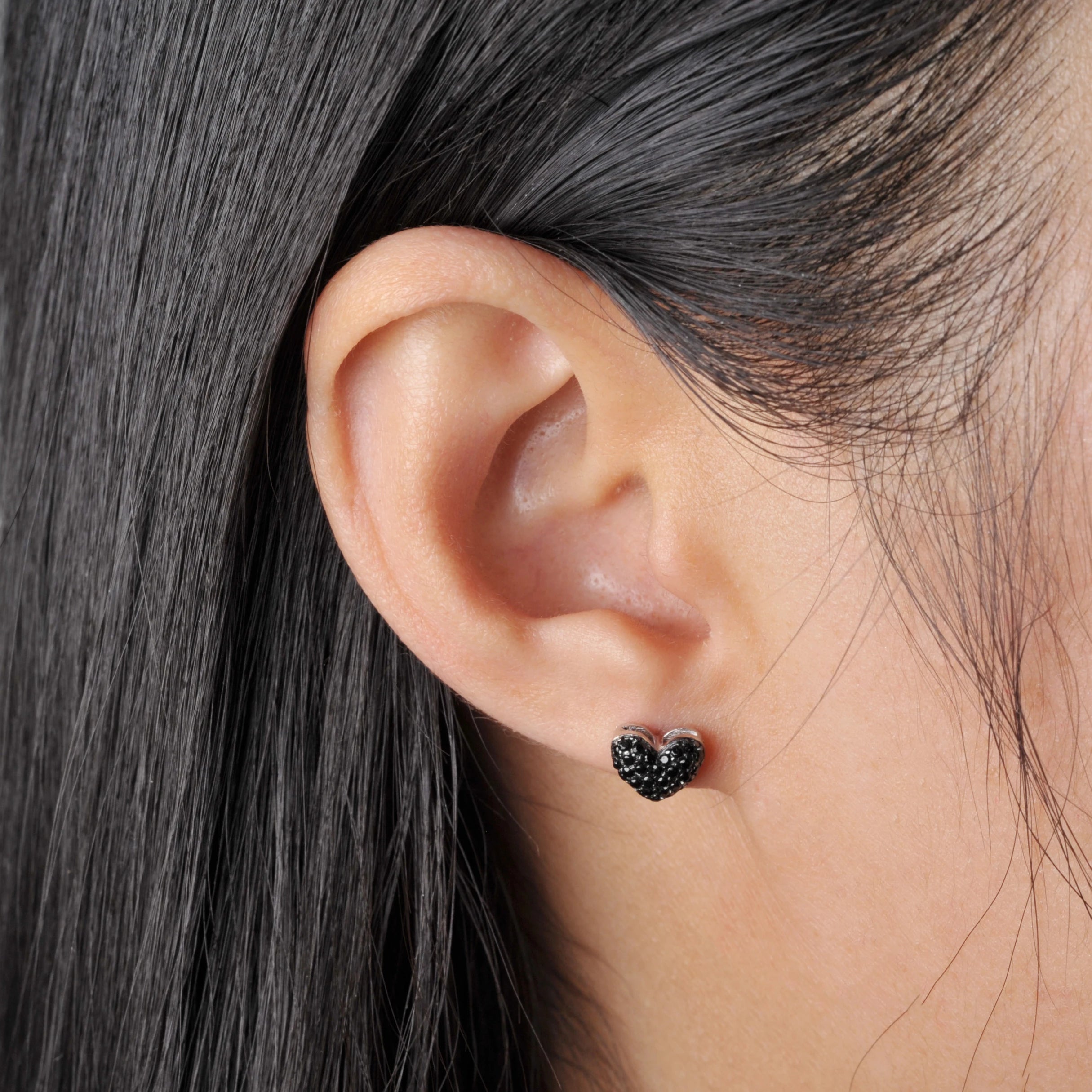 Black Spinel Heart Earring